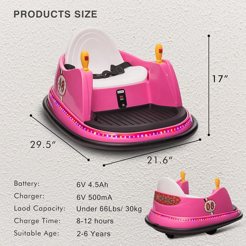 6V Electric Ride-On Bumper Car with Remote Control for Kids and Toddlers