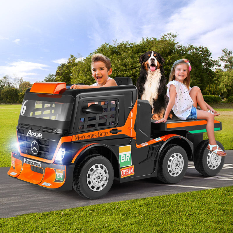 12V10AH Battery Kids Ride On Truck with Swing, Trailer, LED, MP3, and Bluetooth RC Features