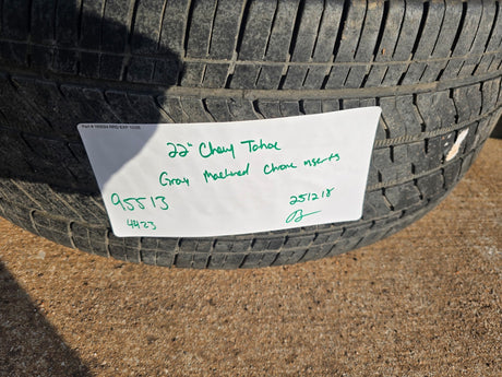 22" GMC Yukon Chevy Tahoe Escalade OEM chrome 95513 wheels rims BRIDGESTONE Texas Truck Tire