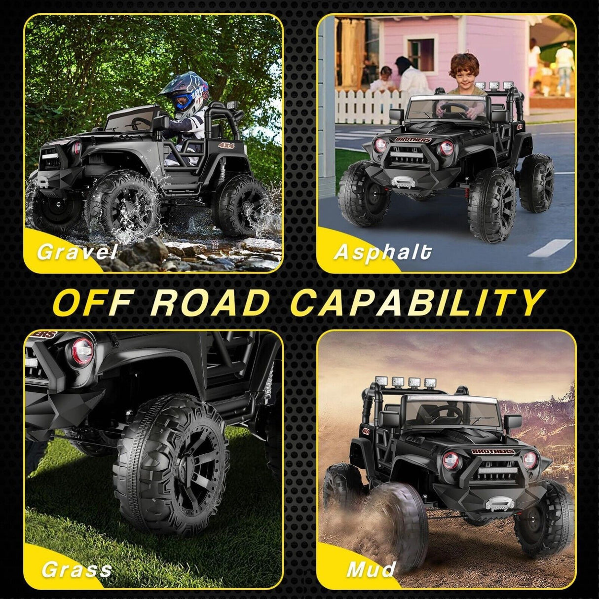 Premium 24V Electric Kids Jeep with 2X200W Battery, Remote Control, and 3-Speed Options