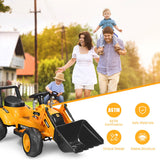 6V Battery Powered Kids Excavator Digger Tractor with Digging Bucket - Yellow