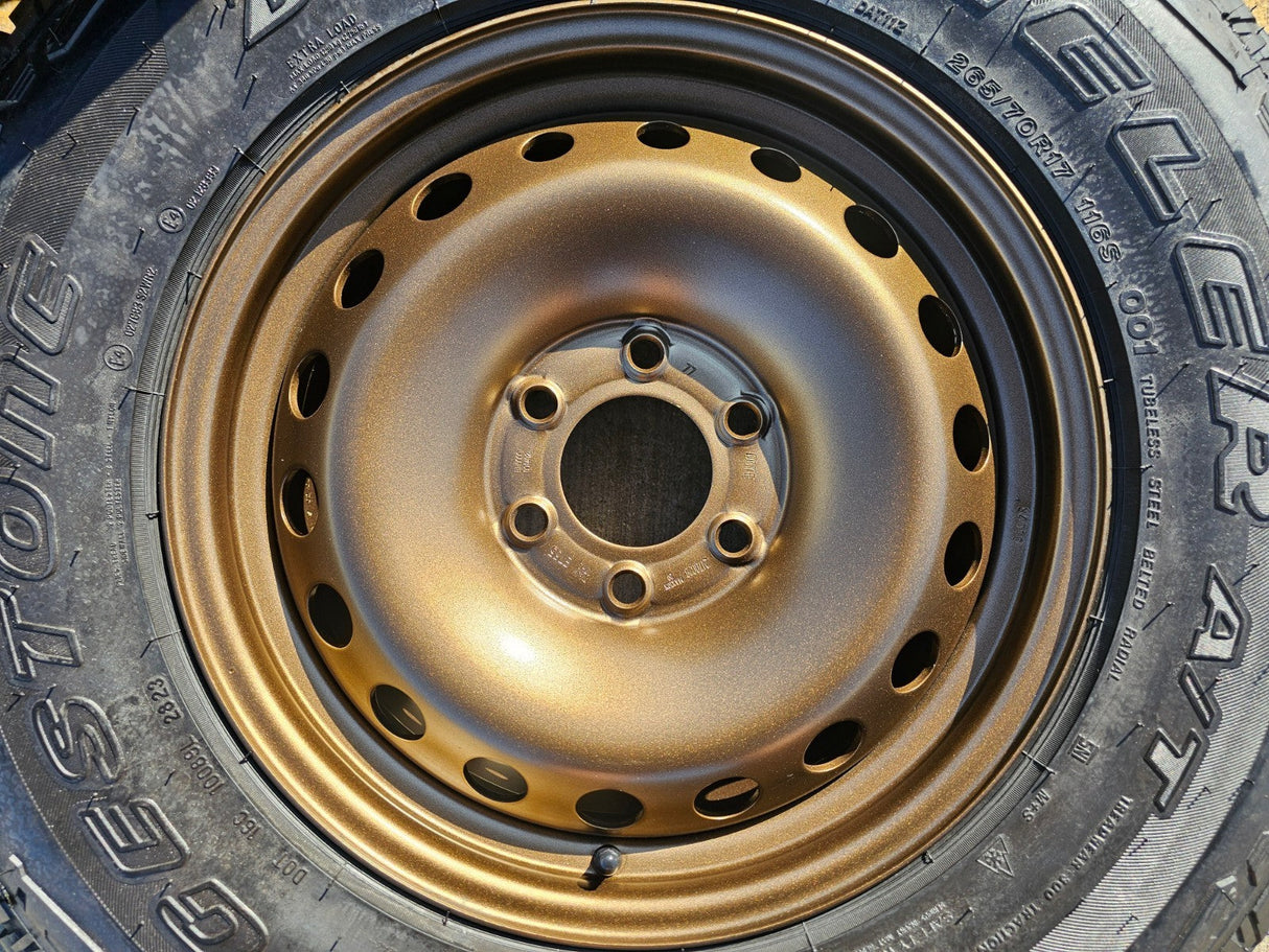 17" INEOS Grenadier OEM steel wheels rims BRONZE tires 2024 2025 2026 NEW Texas Truck Tire