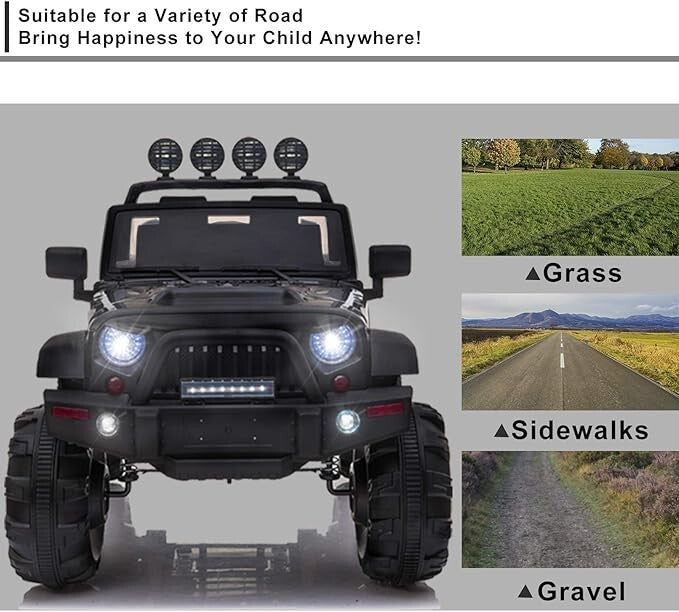 12V Electric Ride-On Pickup Truck for Kids with 3 Speeds and Remote Control, Black