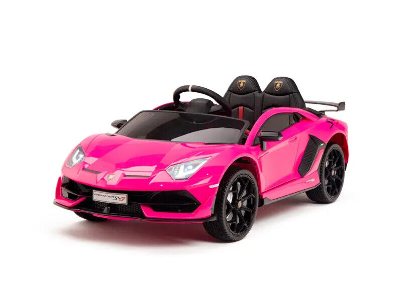 12V Lamborghini Aventador SVJ Kids Ride On Car with Remote Control, Leather Seats, and MP3 Player