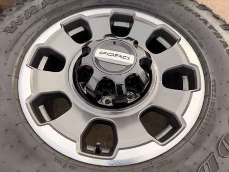 18" Ford F-250 F-350 OEM TREMOR rims wheels 10482 tires 35" DURATRAC A/T Texas Truck Tire