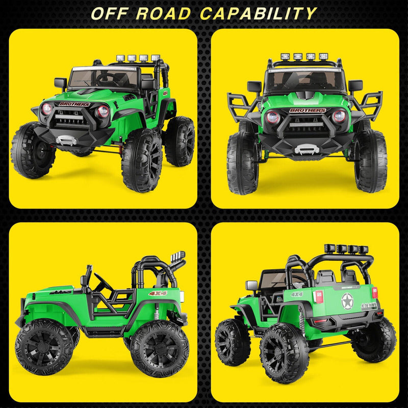 Electric 2-Seater Kids Jeep with LED Lights and 400W Motor - 24V Ride-On Truck Car