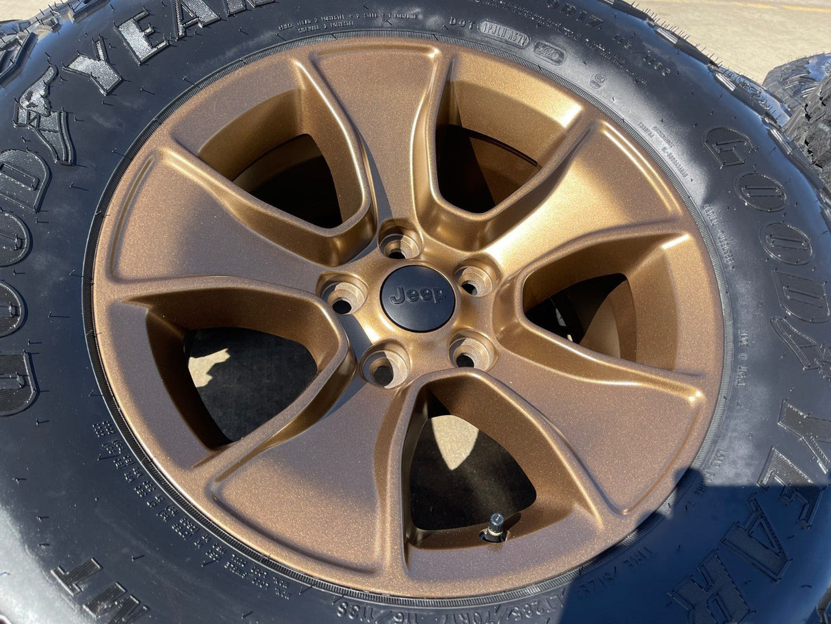 (5) 17" Jeep Wrangler Rubicon OEM 96226 wheels rims Gladiator BRONZE 2026 NEW Texas Truck Tire