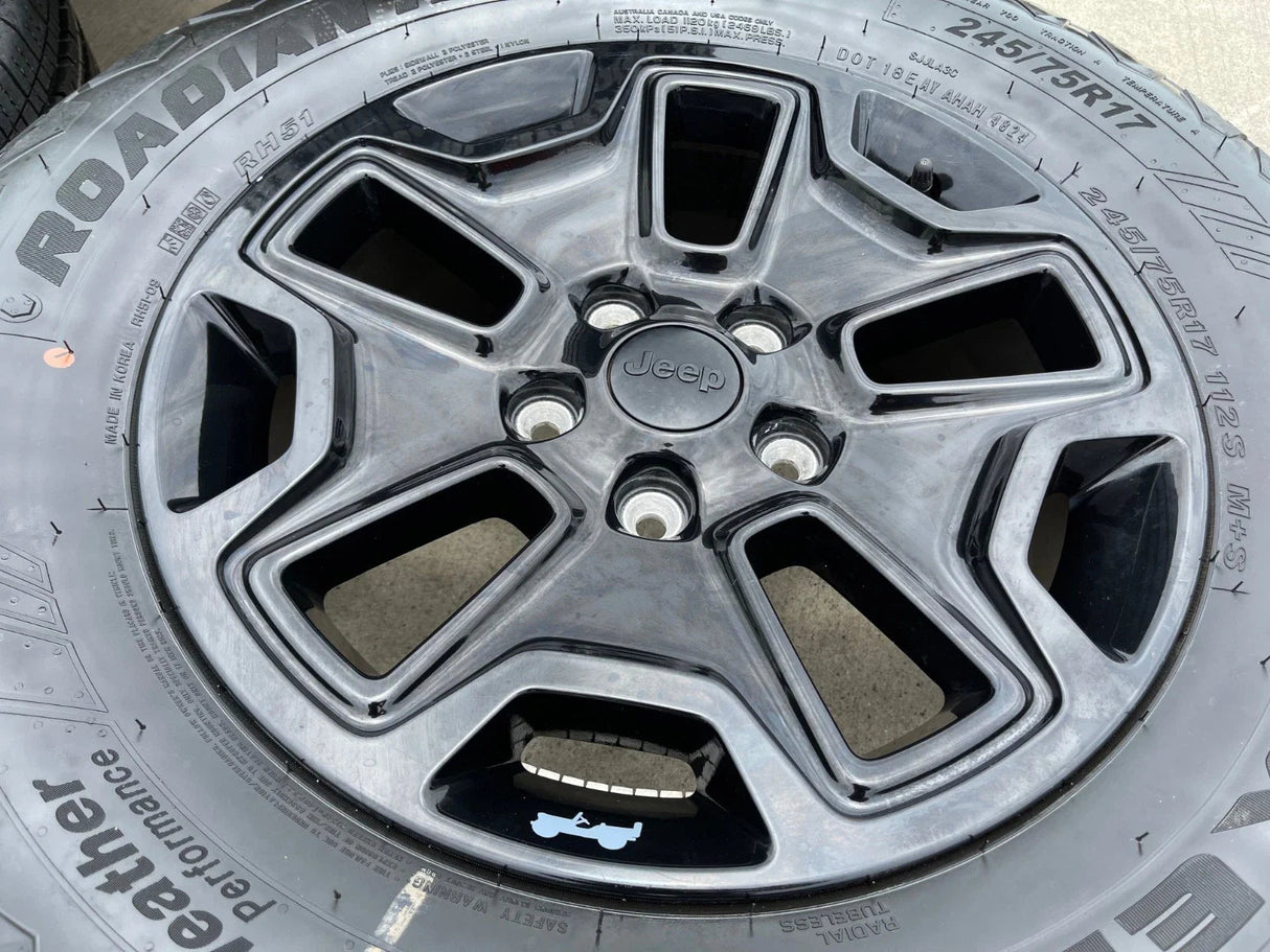 17" Jeep Wrangler Gladiator OEM wheels rims 9118 black tires NEW Texas Truck Tire