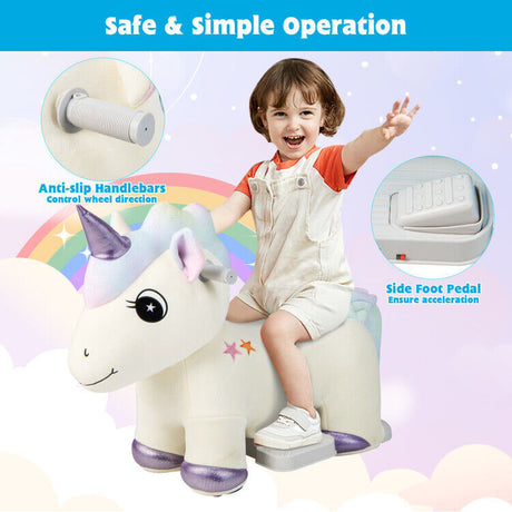 Magical 6V Electric Unicorn Car for 1-3 Year Old Girls with Music