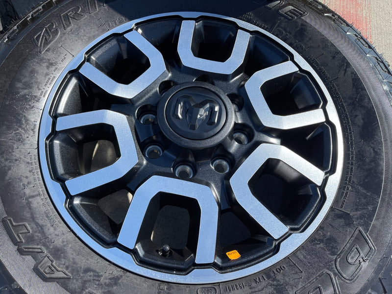 18" Ram 2500 3500 LARAMIE OEM wheels rims 2694 tires BRIDGESTONE A/T NEW 2026 Texas Truck Tire
