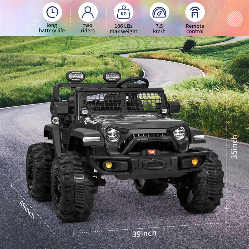 Kimbosmart Ebony 24V Children's Ride-On Car Double Seater Electric Toy Truck with Remote Control