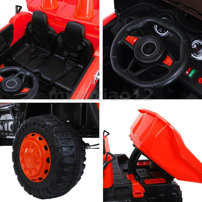 12V Electric Construction Toy - Dump Truck with Moving Bed and Shovel