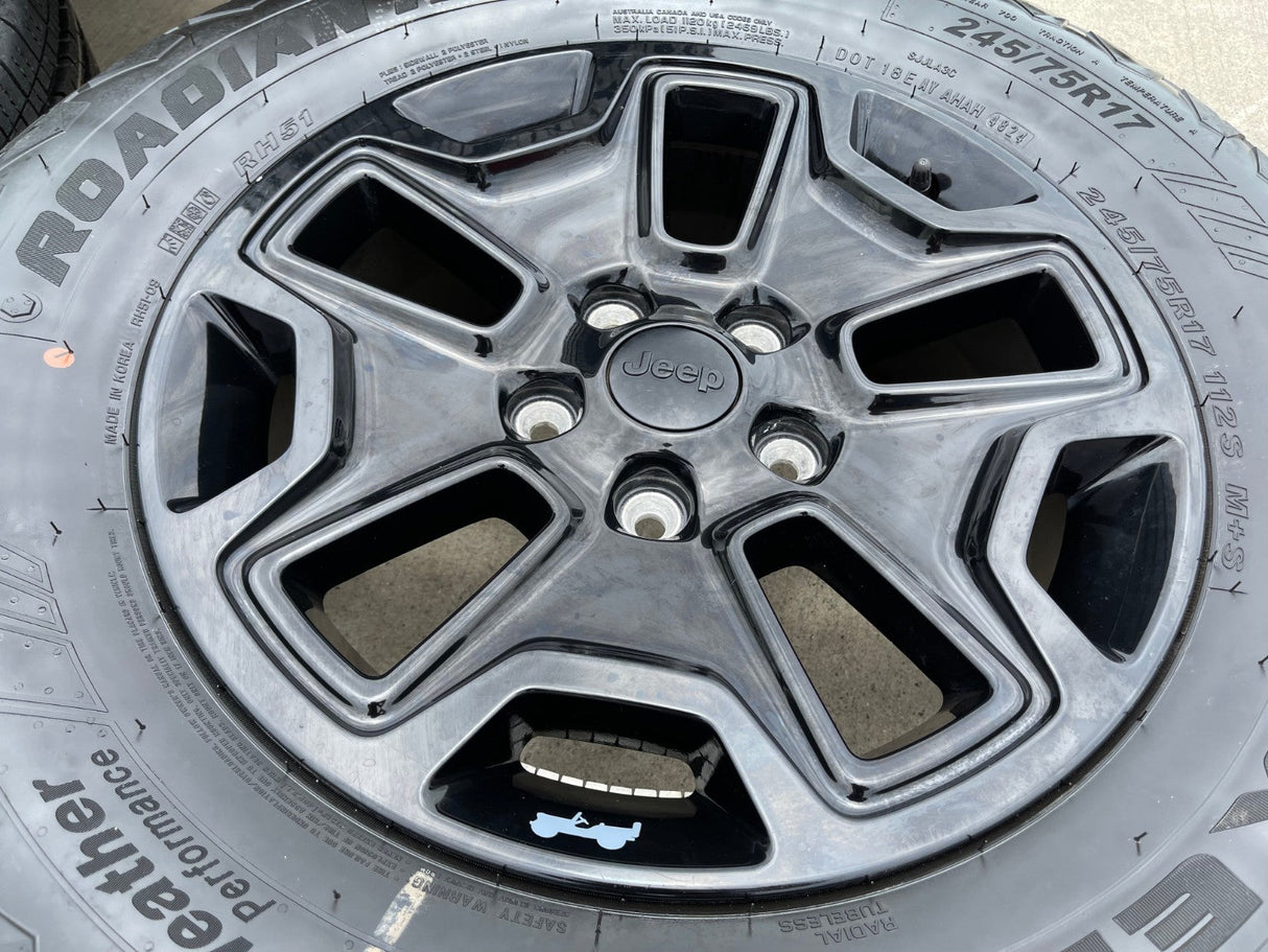 17" Jeep Wrangler Gladiator OEM wheels rims 9118 black tires NEW Texas Truck Tire