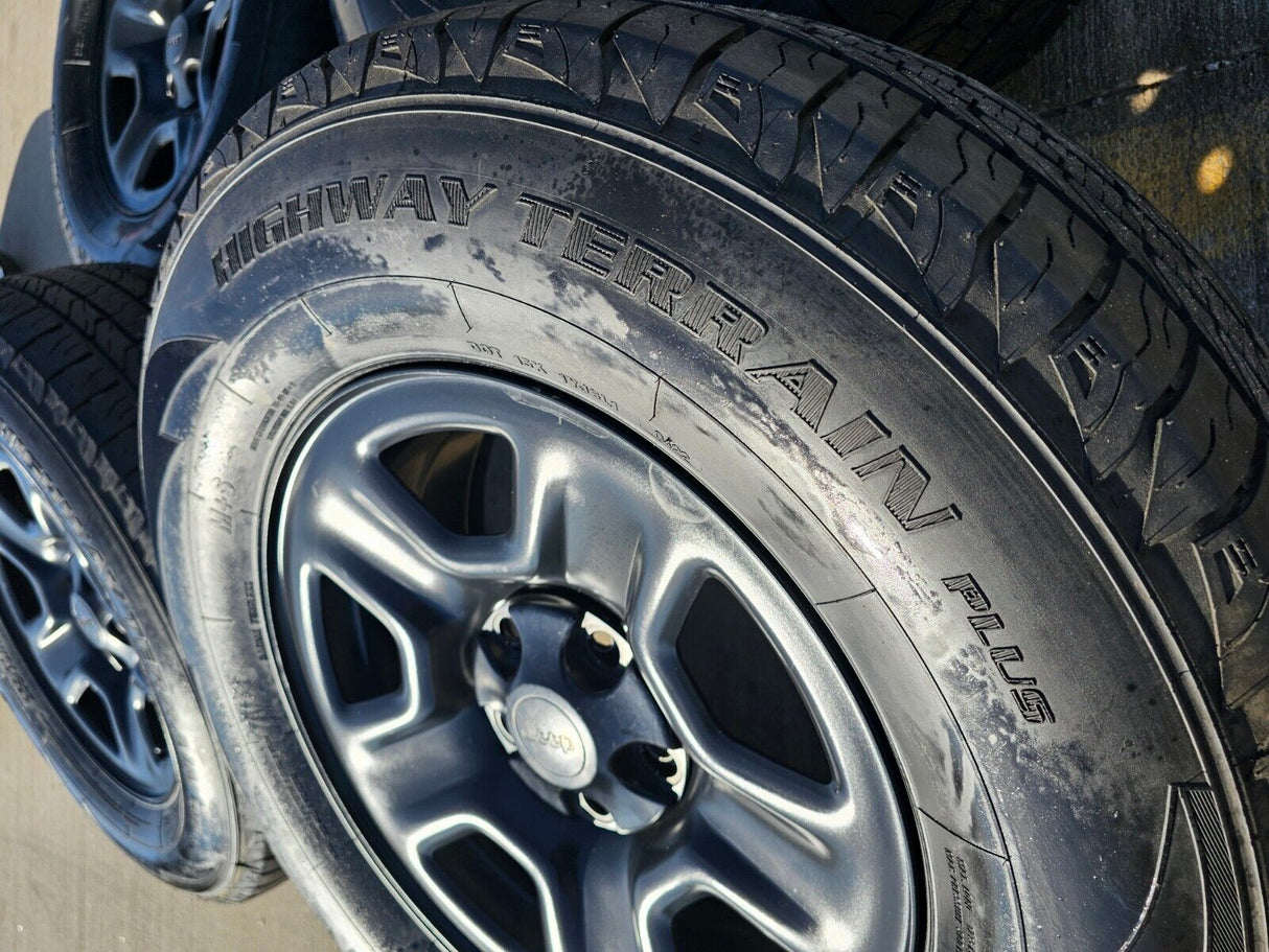 17" Jeep Wrangler Rubicon Sahara OEM wheels rims 9240 9220 black 2022 2023 2024 Texas Truck Tire