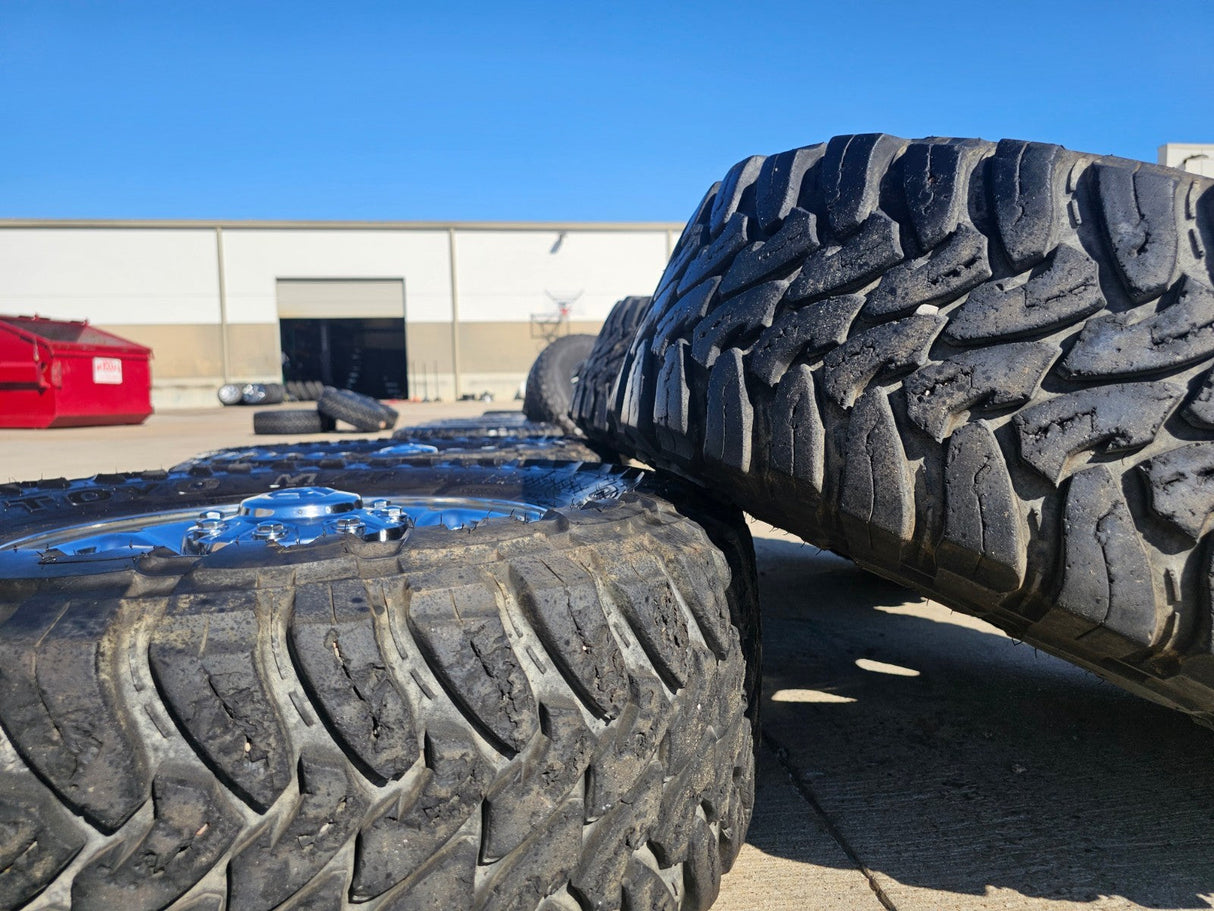 18" Dodge Ram 2500 3500 STEEL chrome OEM 2473 wheels rims TOYO M/T 35" Texas Truck Tire