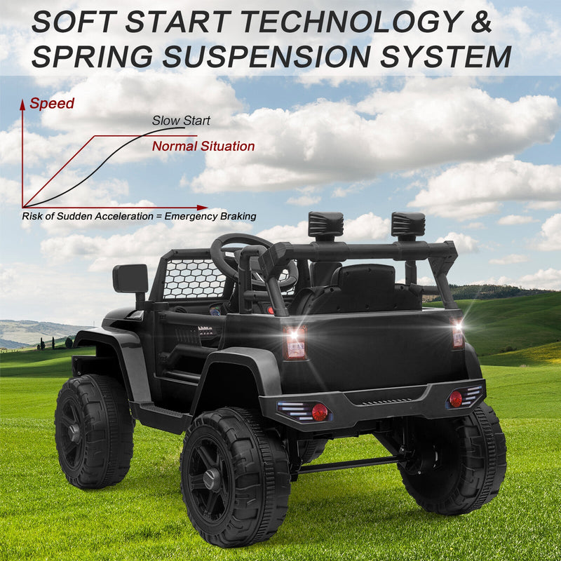 12V Kids Ride-On Truck with Remote Control, Power Wheels, and LED Lights