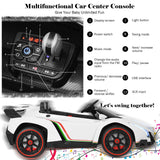 2-Seater Licensed Lamborghini Kids Ride On Car with RC and Swing Function - White (12V)