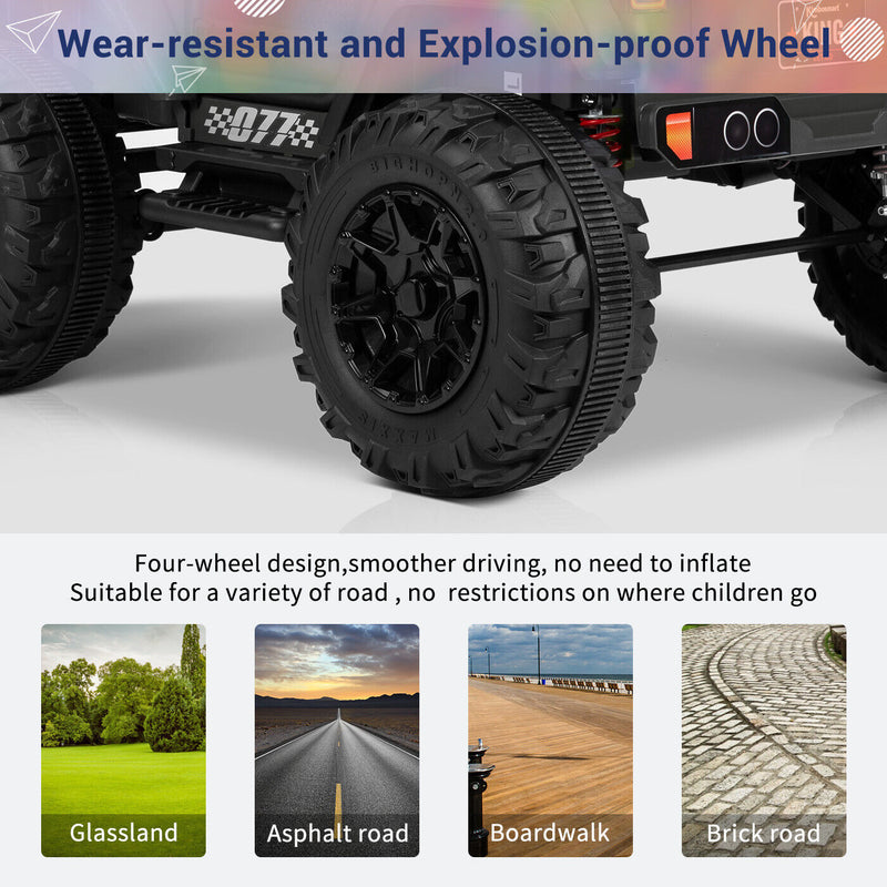 Kimbosmart Electric 24V All-Terrain Children's Ride-On Truck with MP3 Player, LED Lights, and Remote Control