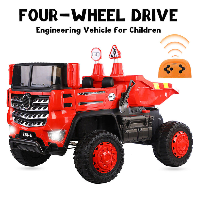 12V Ride-On Dump Truck Battery Operated Construction Loader Vehicle with Remote Control