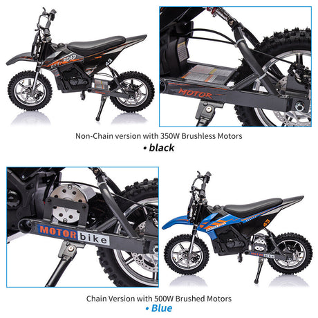 Electric Dirt Bike for Kids with LED Lamp and Brushed Motor - 36V Ride On Motorcycle