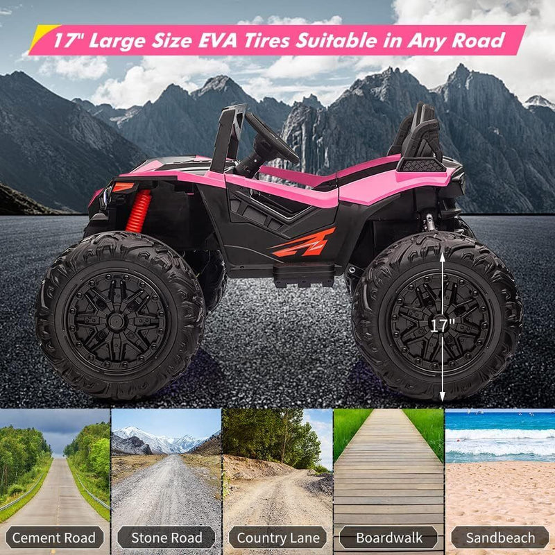 24V 2 Seater Electric UTV with Remote Control Steering 4x4 Off-Road Vehicle Sound System LED Lights