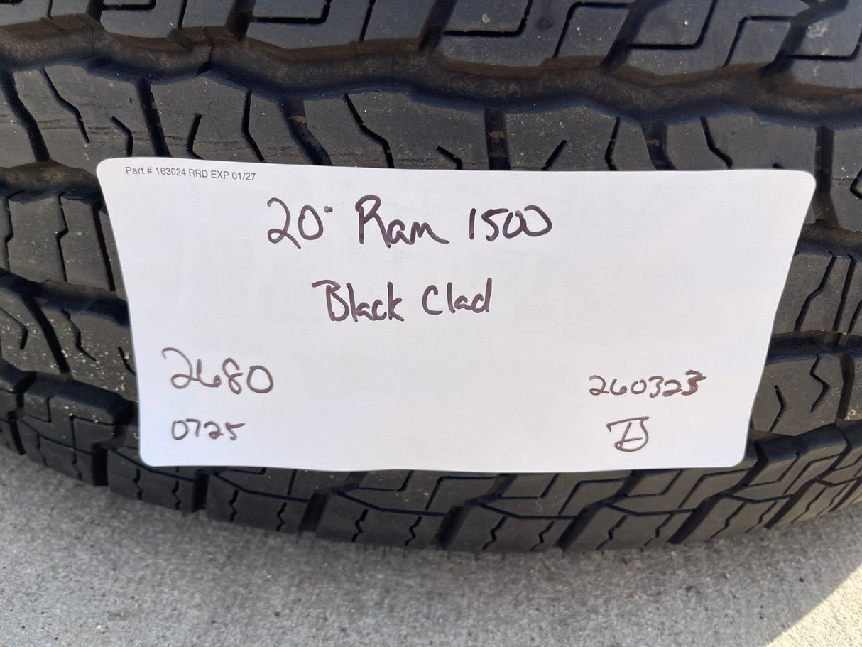 20" Dodge Ram 1500 OEM Laramie Black 2680 wheels rims 2025 2026 GOODYEAR NEW Texas Truck Tire