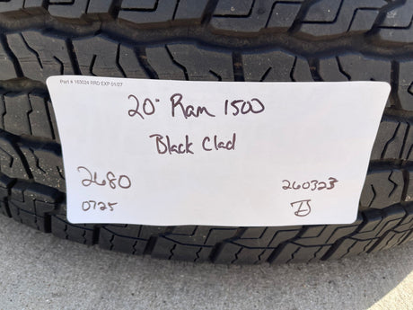 20" Dodge Ram 1500 OEM Laramie Black 2680 wheels rims 2025 2026 GOODYEAR NEW Texas Truck Tire