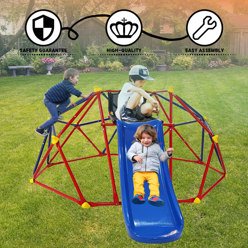 6ft Dome Climber with 1.2m Slide and Blue Climbing Stones for Ages 3+