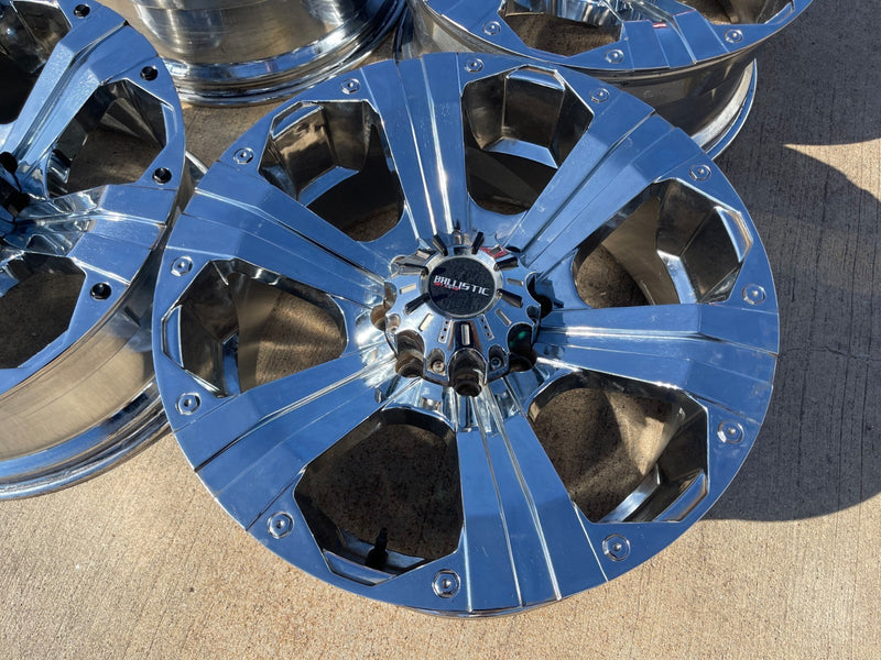 22x9.5 Ballistic Outlaw Chevy Dodge Ram 2500 3500 wheels rims 8x165 8x6.5 Texas Truck Tire