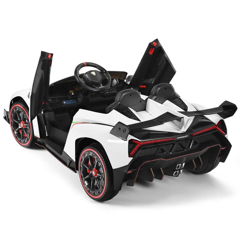 2-Seater Licensed Lamborghini Kids Ride On Car with RC and Swing Function - White (12V)