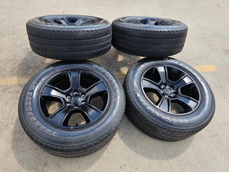20" Dodge Ram 1500 OEM LIMITED Black 2676 2723 wheels rims FIRESTONE A/T Texas Truck Tire