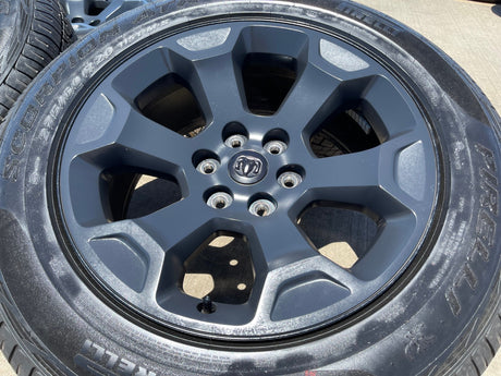 20" Dodge Ram 1500 OEM Laramie Black 2680 wheels rims tires 2024 2025 2026 NEW Texas Truck Tire