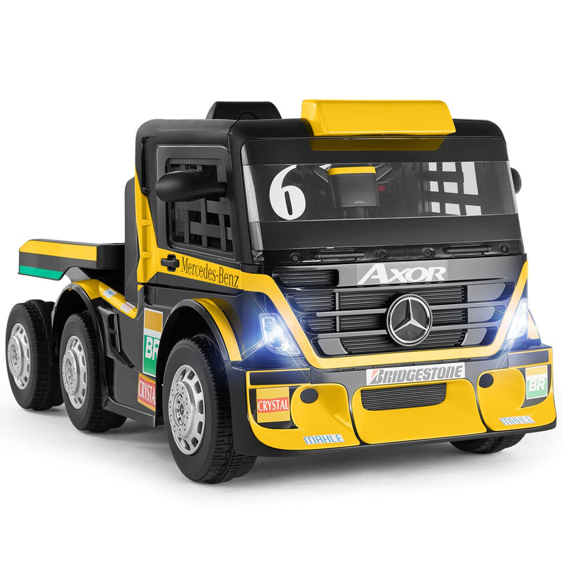 12V10AH Battery-Powered Ride On Truck with Swing Trailer and RC Control for Kids - MP3 Compatible, 6 Wheels