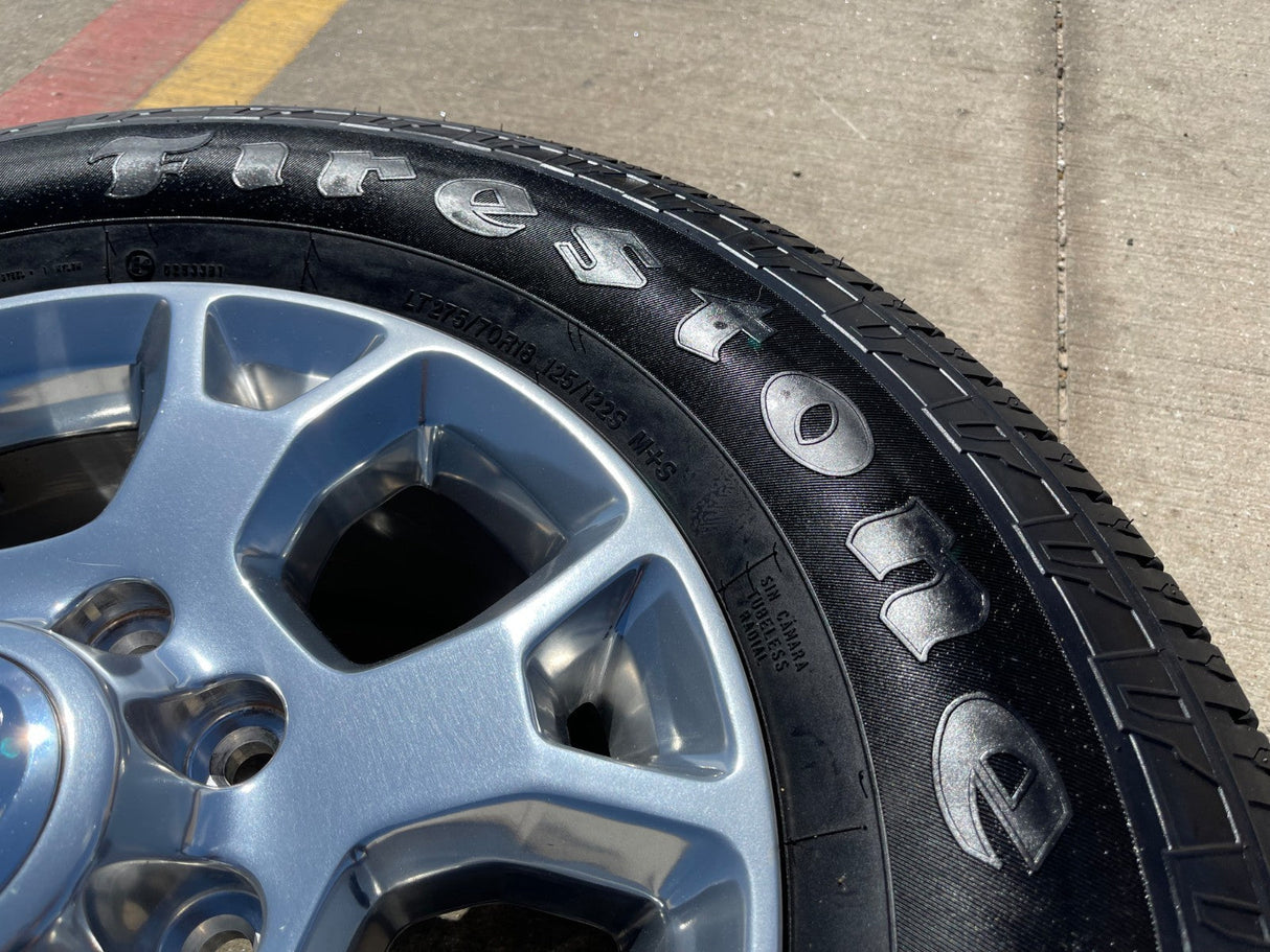 18" Ram 2500 3500 Laramie Power Wagon OEM wheels rims 2693 tires FIRESTONE H/T2 Texas Truck Tire