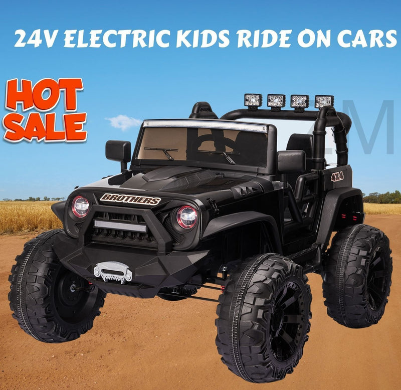 24V Battery-Powered Kids Ride On Truck with Trailer and RC Control - 3 Speeds, Camo Design