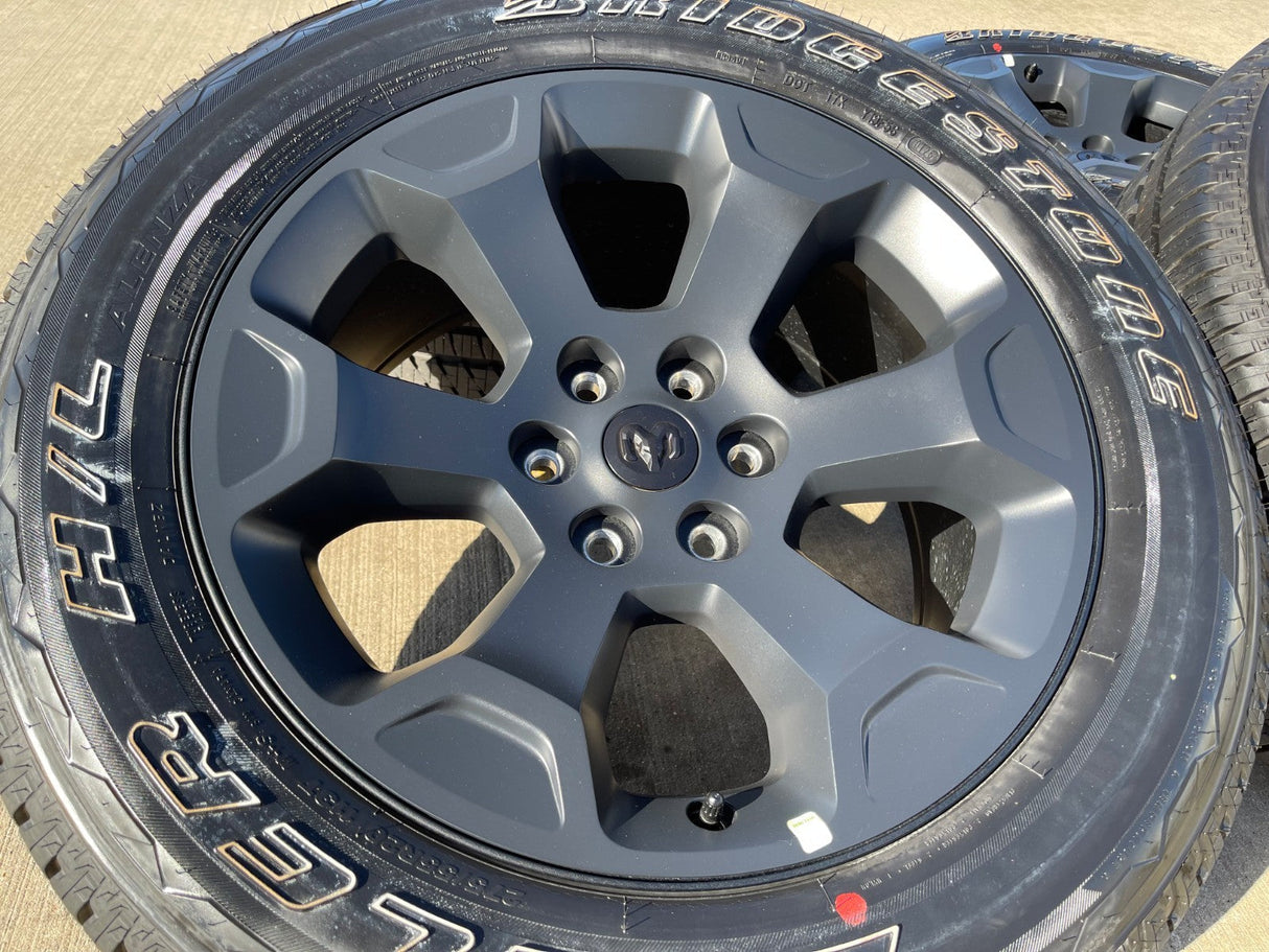 20" Dodge Ram 1500 OEM Laramie Black 2680 wheels rims tires 2024 2025 2026 NEW Texas Truck Tire