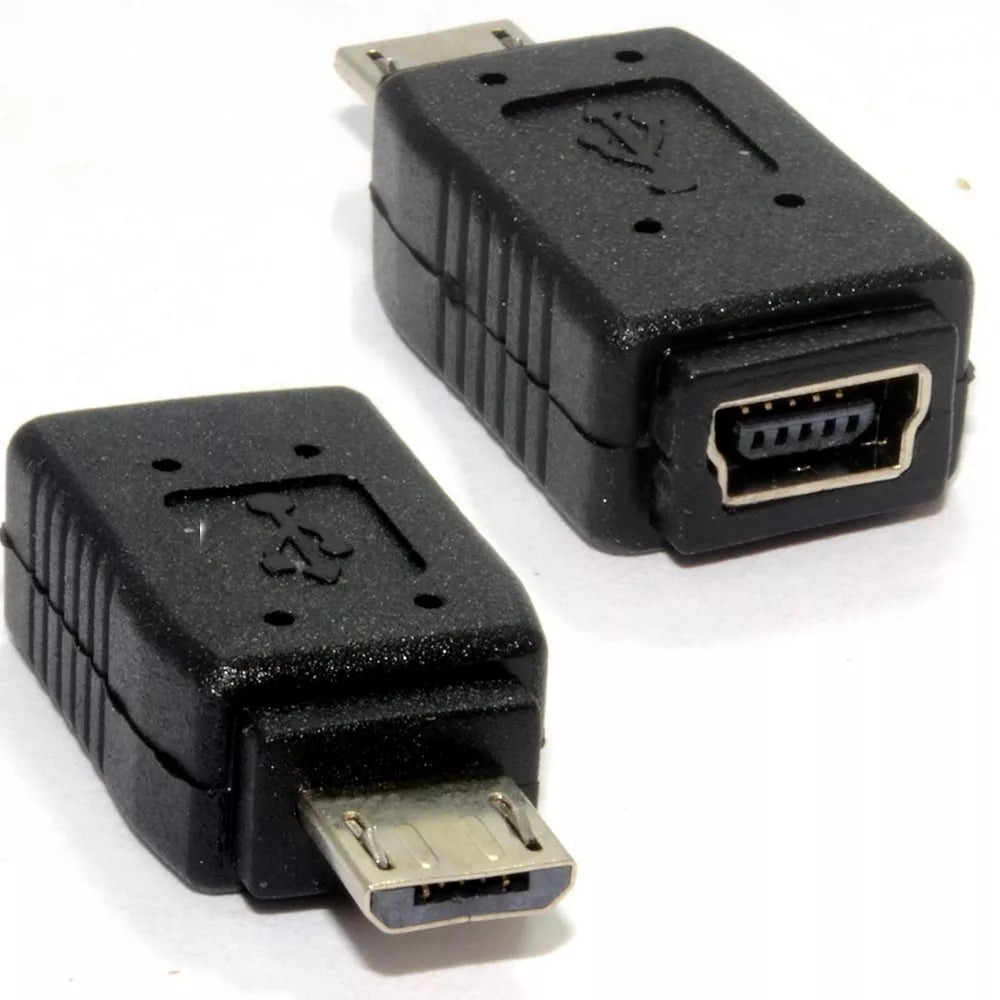Male Micro USB -> Female Mini USB Connector TekShack