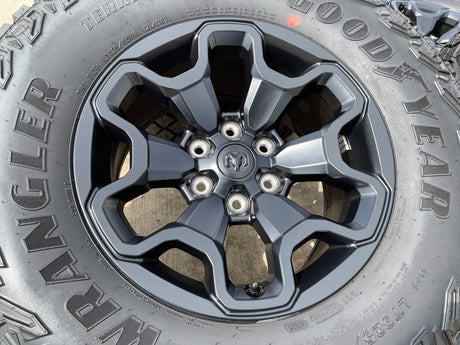 18" Dodge Ram 1500 TRX RHO Black OEM 66002 wheels rims TERRITORY A/T 35" NEW Texas Truck Tire