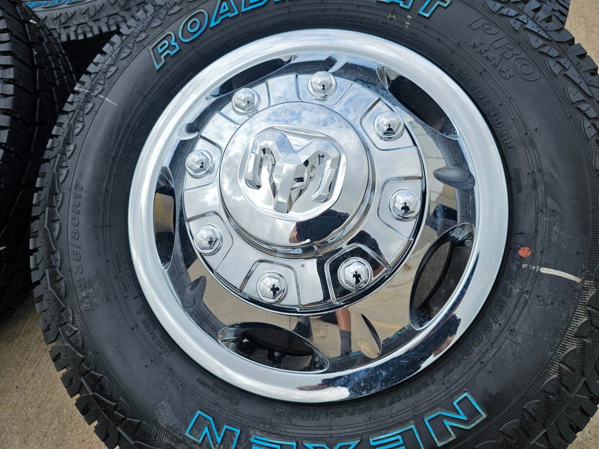 17" Dodge Ram 3500 Dually 8x200 wheels rims 2703 2704 OEM 2025 2026 NEW A/T Texas Truck Tire