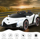 2-Seater Licensed Lamborghini Kids Ride On Car with RC and Swing Function - White (12V)