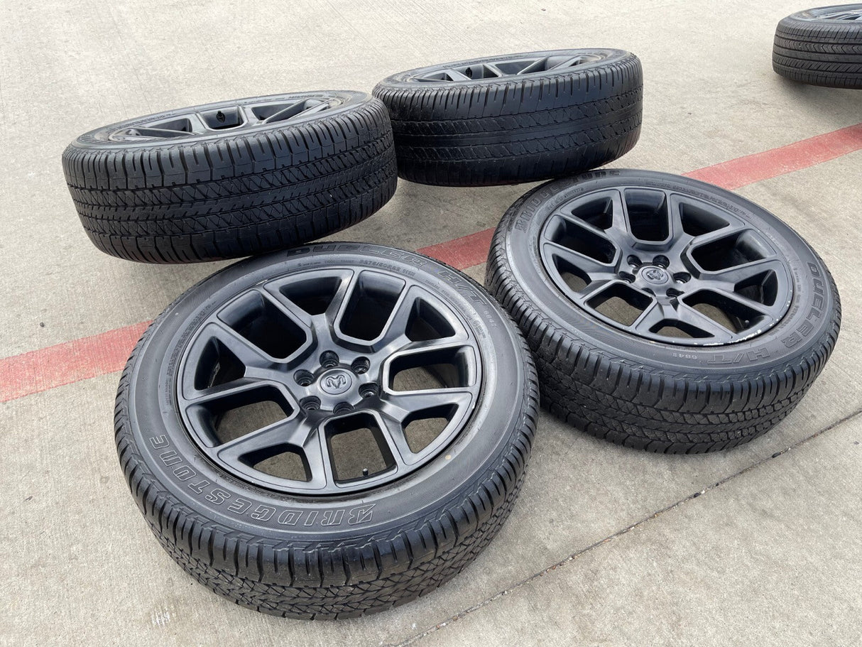 22" Dodge Ram 1500 OEM LIMITED Laramie wheels rims black 2725 2684 BRIDGESTONE Texas Truck Tire