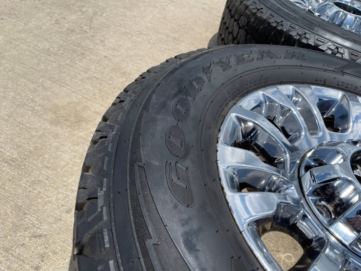18" Ford F-250 F-350 OEM rims wheels 10290 chrome tires GOODYEAR WRANGLER A/T Texas Truck Tire