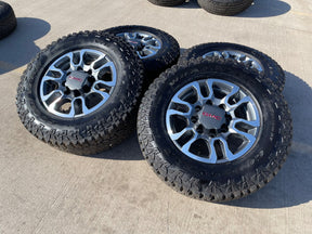 18" GMC Sierra AT4X Chevy Silverado 2500 3500 OEM 5949 wheels rims GOODYEAR A/T Texas Truck Tire
