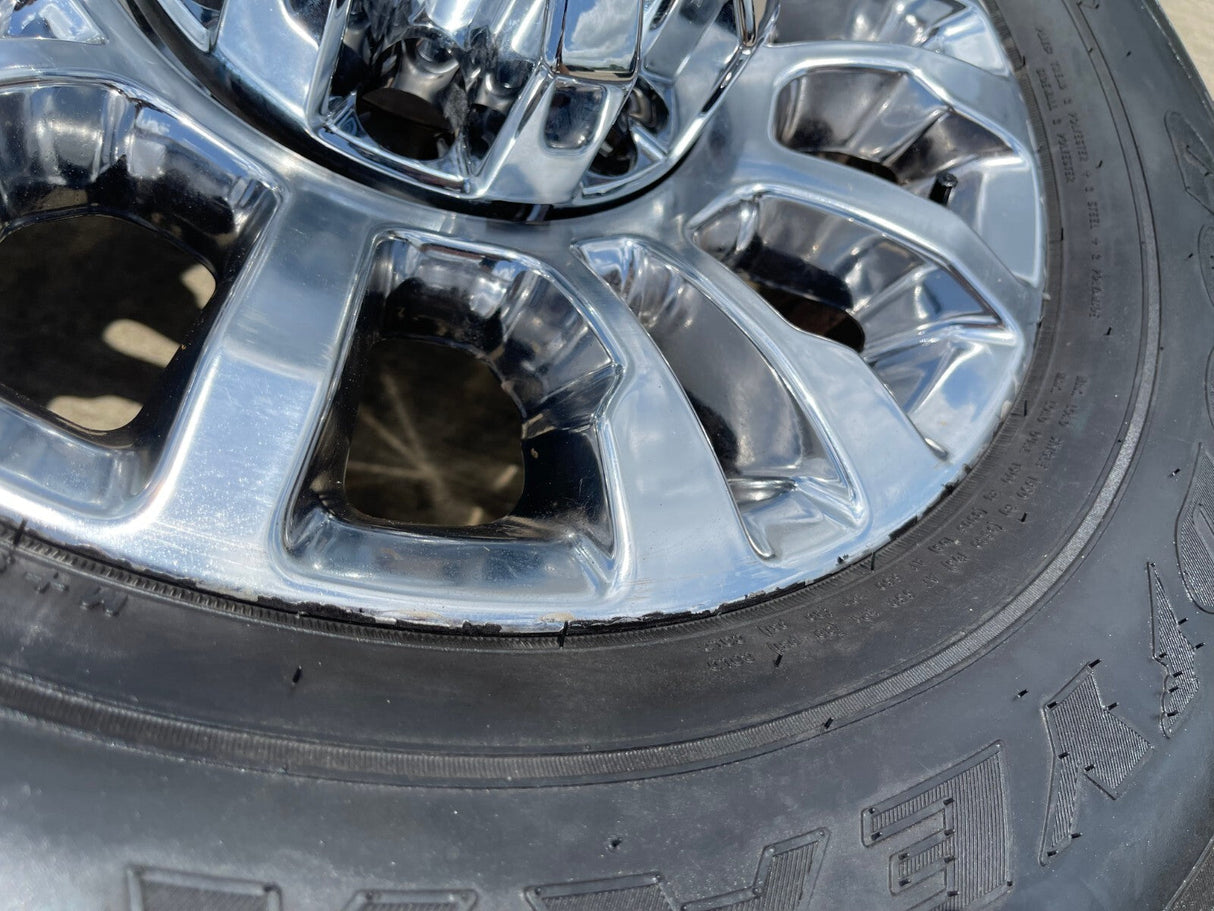 18" Ford F-250 F-350 OEM rims wheels 10290 chrome tires GOODYEAR WRANGLER A/T Texas Truck Tire