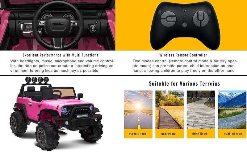 12V Electric Ride-On Pickup Truck for Kids with 3 Speeds and Remote Control, Black