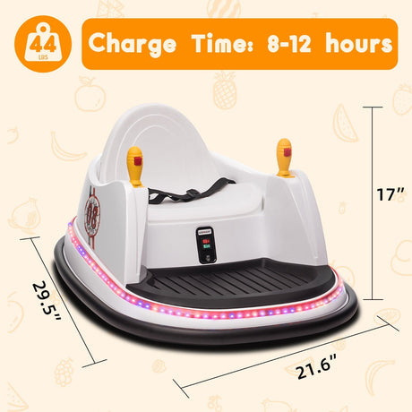 6V Kids Ride-On Bumper Car with Remote Control, 360° Spin and Flashing Lights for Toddlers