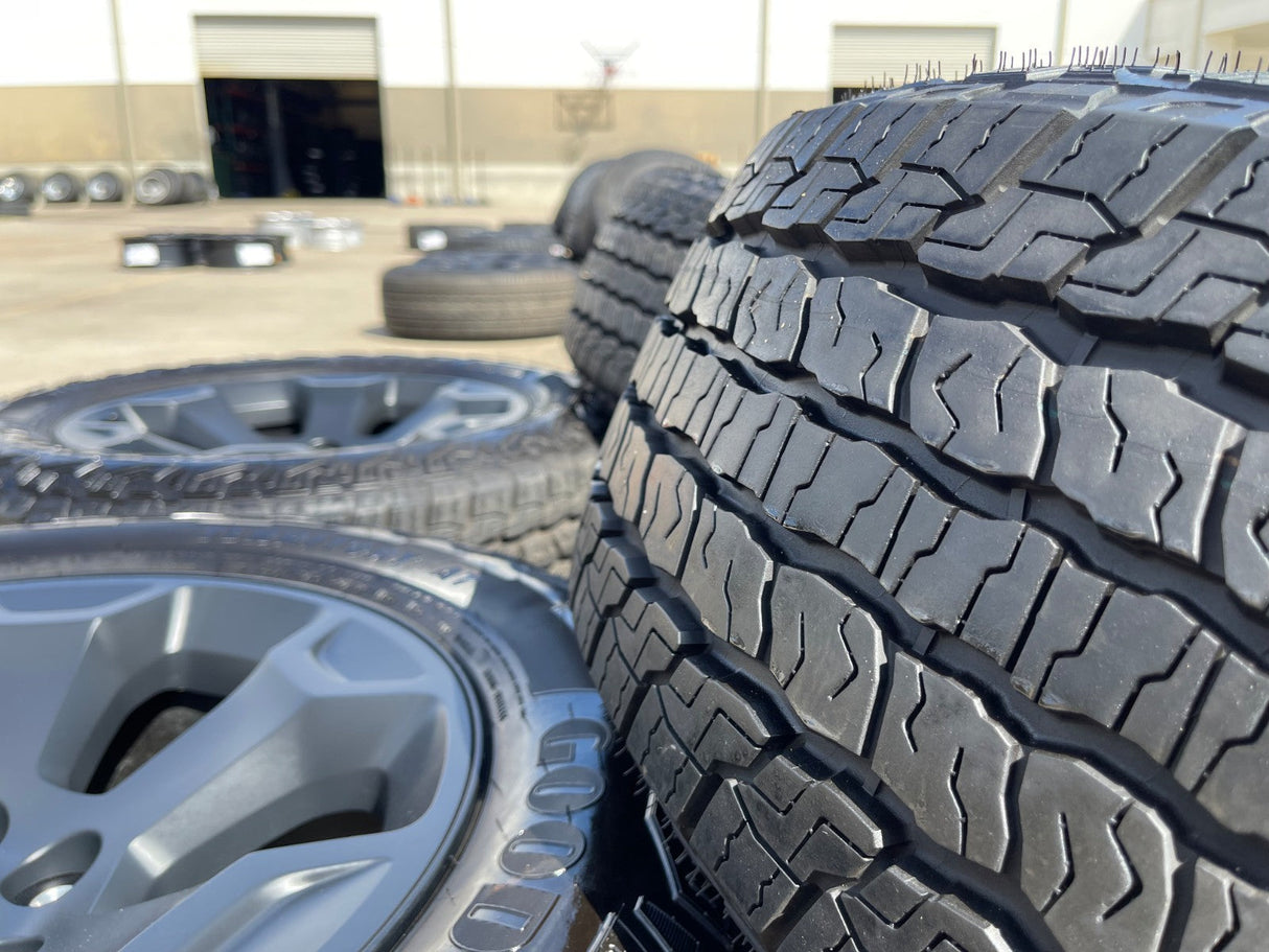 20" Dodge Ram 1500 OEM Laramie Black 2680 wheels rims 2025 2026 GOODYEAR NEW Texas Truck Tire