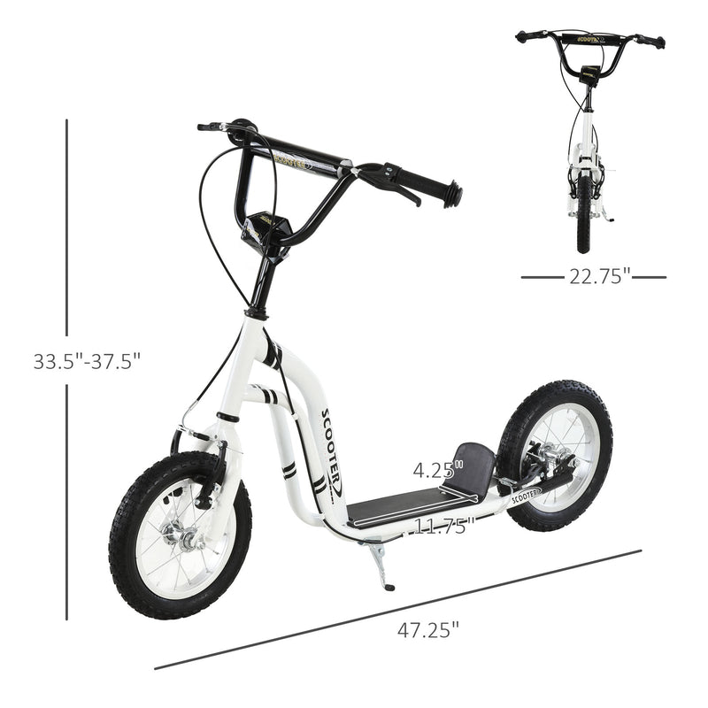 Youth Scooter with 12-Inch Inflatable Front Wheel and Dual Front & Rear Caliper Brakes