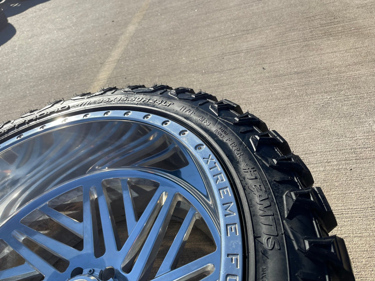24x14 Xtreme Forged 009 wheels rims Chevy RAM 1500 Tacoma -76 6x139 6x5.5 35" Texas Truck Tire
