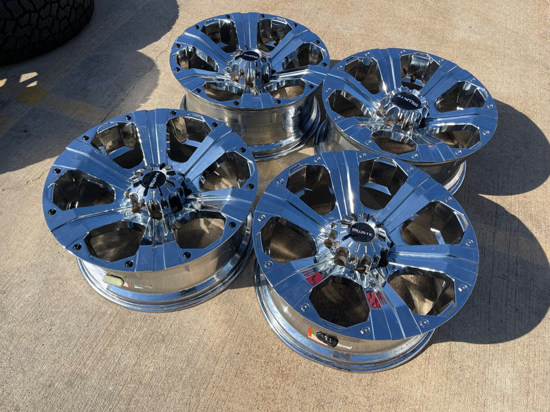 22x9.5 Ballistic Outlaw Chevy Dodge Ram 2500 3500 wheels rims 8x165 8x6.5 Texas Truck Tire